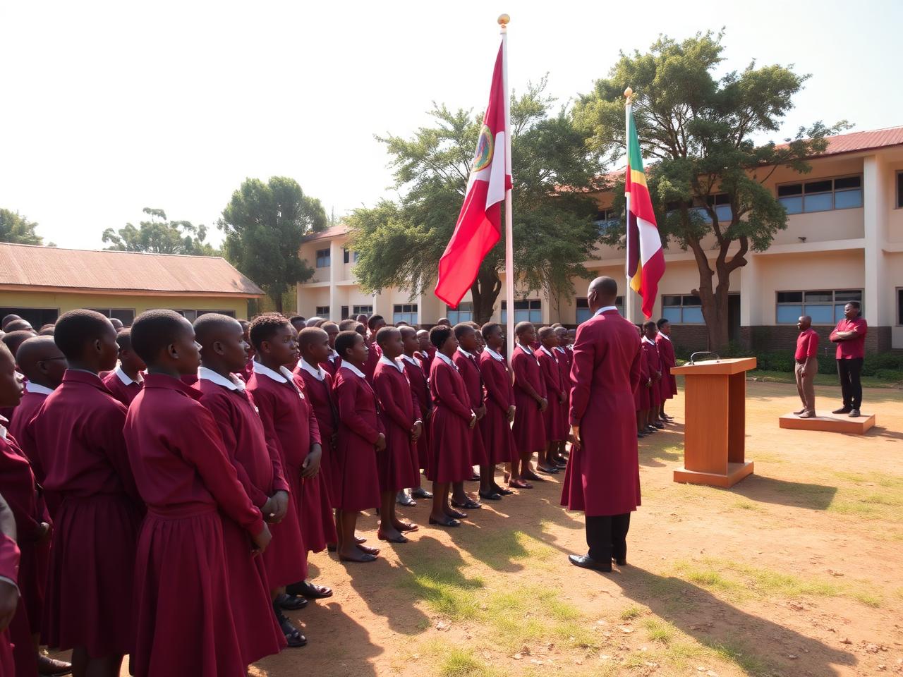 Morning assembly & flag hoisting