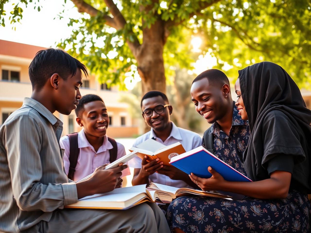 Group study under the trees